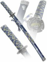 Вакидзаси самурайский меч серебристо-синий