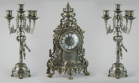 Часы каминные и 2 канделябра "Купидон" на 5 свечей, 3 предм), под бронзу