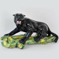 Скульптура ростовая интерьерная "Пантера крадущаяся на стволе дерева"